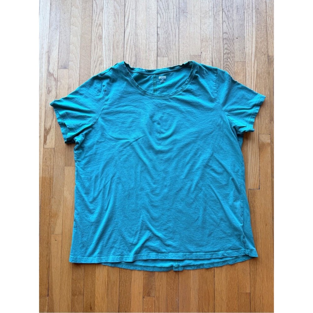 Duluth Trading Co Teal Short-Sleeve Scoop Neck Tee 100% Cotton Comfy Basic